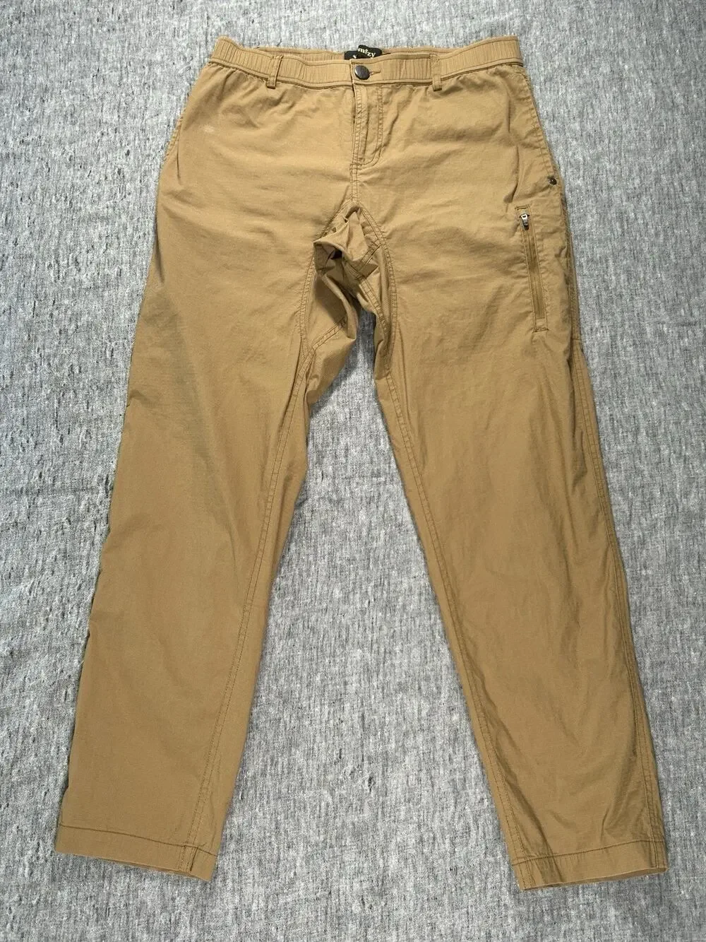 Wrmfzy Pants Mens Large Tan Ripstop Tactical Cargo Elastic Waist Stretch